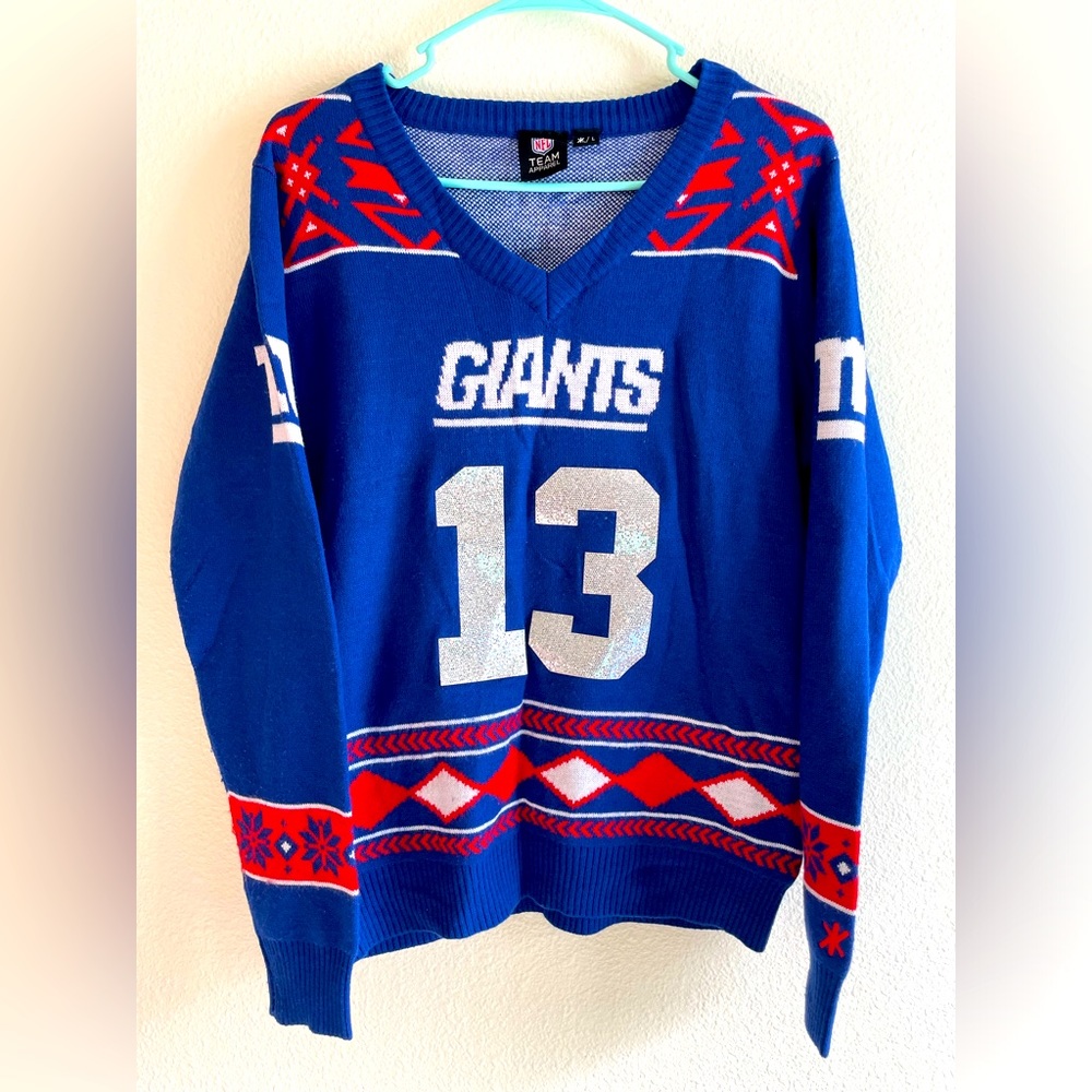 New York Giants Ugly Christmas Sweater Theme Odell Beckham Women Size Large NFL